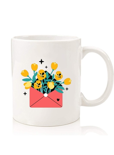 Premium Quality Two Sided Printed Coffee Mug Tea Cup For Home Office, Kids Men Women flowers in envelope
