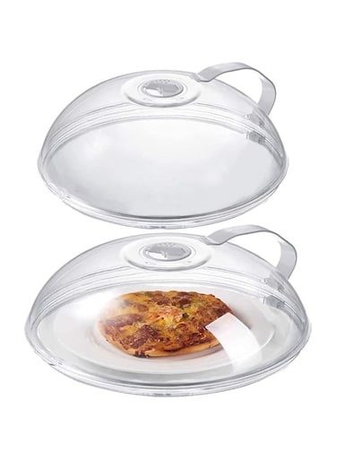 KASTWAVE Microwave Splatter Cover, Microwave Cover for Food, Microwave Plate Cover Lid with Handle and Adjustable Steam Vents Holes, Keeps Microwave Oven Clean (2 Pcs)