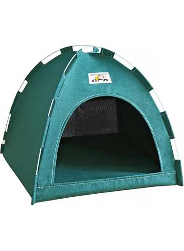 Foldable Pet House Tent Indoor Cat Dog Cave Bed Teepee Hideout for Cats and Small Dogs (Small, Green)