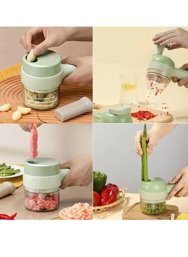 handheld electric vegetable slicer 4 In 1 fruit carrot potato chopper cutting machine USB charging potato masher