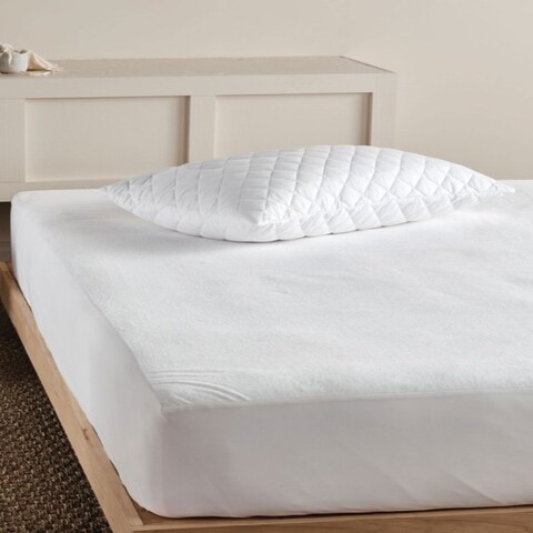 MAXQON Mattress Protector Cotton Terry Fabric 100%Waterproof, Color White, Queen Size 160x200+25cm