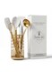 Design 7pcs White and Gold Silicone Kitchen Utensil Set with Gold Holder
