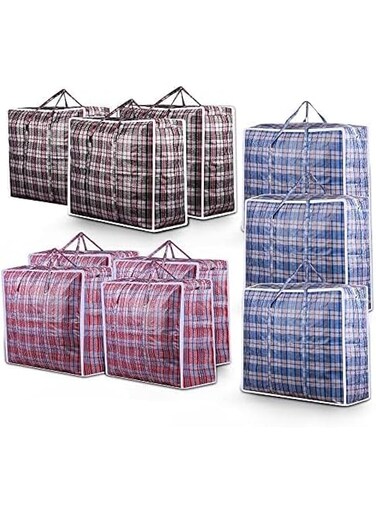 Lomeshow Large Moving Bags, Large Storage Bag with Zips, Sturdy &amp; Durable Clothes Storage Bags, Clothes Storage Bags for Clothes, Pillows, Bedding, Blankets (10 Pack)
