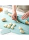 65*45cm Silicone Baking Mat+Rolling Pin+Dough Cutter 3 Pcs,Non-stick,Skidproof,Large Size,Waterproof,Measurement, Mint Green