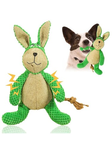 Stuffing Squeaky Plush Dog Toy Chew Speak Toy/Dog Toys for Aggressive chewers/Large Dog Toys/Plush Dog Toys (Green)