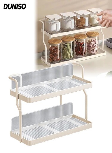 2 Tier Spice Rack Organizer,Countertop Seasoning Organizer,Wall Mounted Spice Organizer,Cabinet Organizer Shelf,Stand Spice Rack,Durable and Sturdy,Strong Load-Bearing Capacity,for Cupboard,Pantry,Bathroom