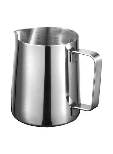 Stainless Steel 1000ml Milk Frothing Pitcher Measurements on Both Sides Inside Perfect for Espresso Machines Milk Frothers Latte Art, Silver