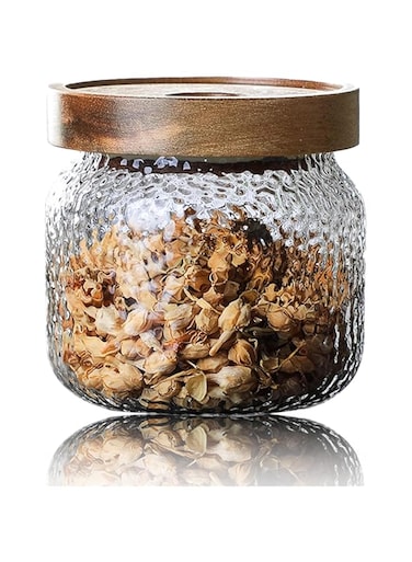Oasisgalore 300ml Glass Jar Containers Storage with Bamboo Lid,Kitchen Cookies Nuts Storage Containers Set