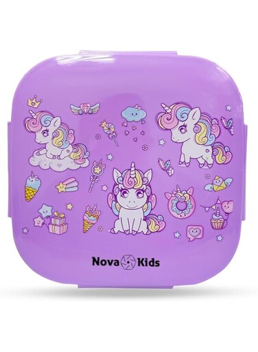 Nova Kids Square 1000ml Bento Lunch Box - Unicorn Purple