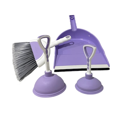 طقم مجرود مكون من 4 قطع مع فرشاة ومكبس حوض بمقاسين