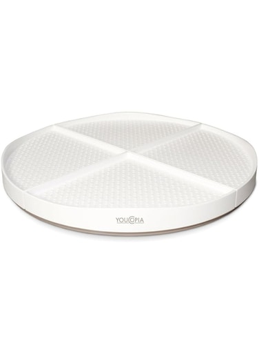 YouCopia Crazy Susan Turntable with Backstop, White, 16 Inches, 08161-01-WHT