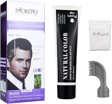 Hair &amp; Beard Color For Man,Easy to Use, With Brush Comb (Natural Black)