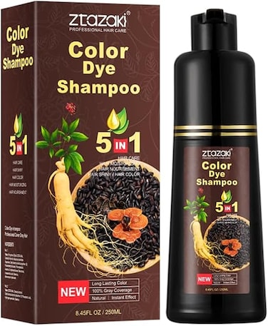 Hair Dye Shampoo for Gray Hair Coverage &ndash; 3 in 1 Color, Cleanse &amp; Condition, Natural Herbal Formula, Ammonia-Free, Dark Brown, 500mL/17.6 Fl Oz, for Women, Long-Lasting Color