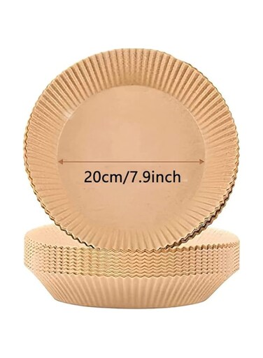 Mishine Air Fryer Liners,50 PCS Non-Stick Disposable Airfryer Liners Parchment Paper for Air Fryer, Heat-Resistant Parchment for Baking, Roasting Steamer Microwave (round 7.9 in, 20cm)