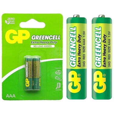 GP Greencell Extra Heavy Duty AAA Batteries 1.5V- Gp24G R03 -Pack Of 2