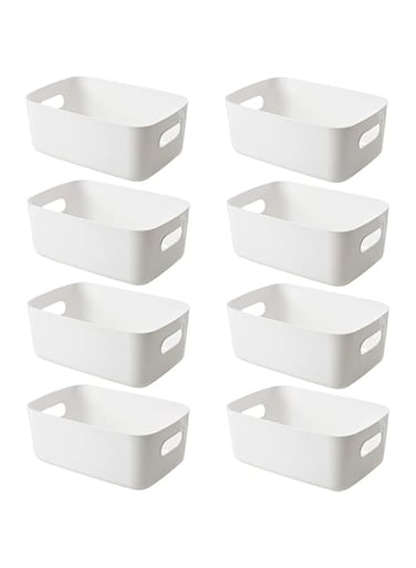 LIKQXONE medium Storage Bin, Durable Storage Basket Cabinet Organizer, Pack of 8