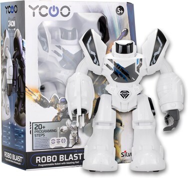 Silverlit Robo Blast, Large Interactive Robot, Shoots Darts From Fist, 34 cm Tall, Programme Up To 20 Steps, Dances, Playsmusic, Led Face, Robots For Kids 5-14 Years, Best Rc Toy Robot