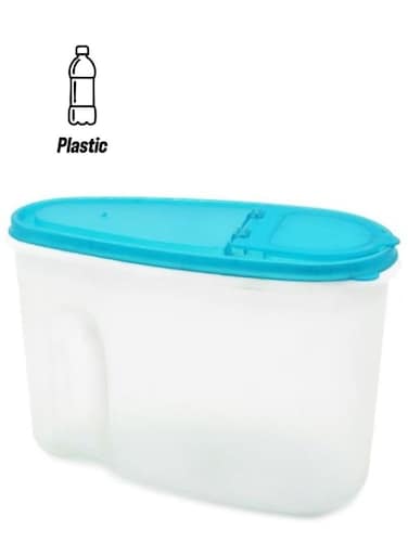 Tp501 Food Dispenser &ndash; 1.5L White &amp; Blue Container for Flour, Sugar, Rice, Grains &amp; Cereals