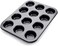 Non-Stick Carbon Steel Muffin Pans - Pair Of Cupcake Cookie Sheet Pan Style For Baking, Muffin Pans W/ 12 Cups Cupcake Baking Tray (Black)