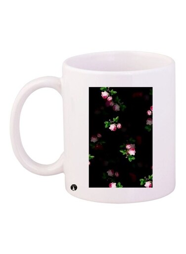 Rose Printed Coffee Mug White/Black/Pink 11ounce