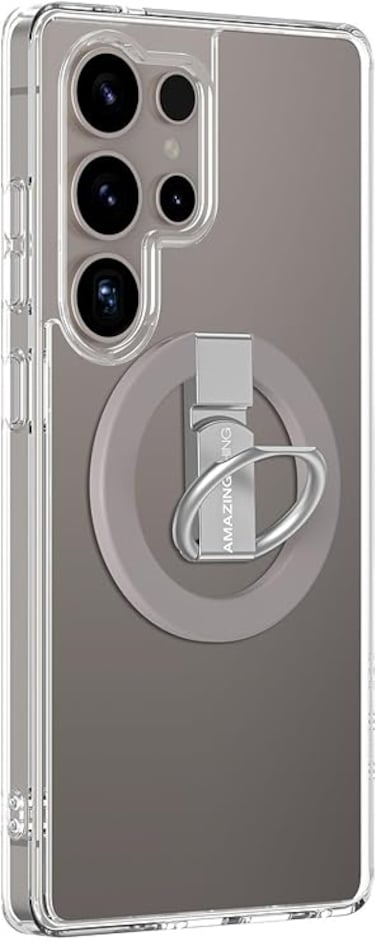 Amazing Thing Minimal MAG Grip Ring Set for Samsung Galaxy S25 ULTRA Holder/Stand/Case Cover compatible with MagSafe - Clear