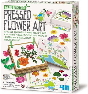 4M Green Creativity Pressed Flower Art Kit &ndash; DIY Flower-Pressing Craft Set for Kids Ages 5+, Create Cards, Bookmarks &amp; Trinket Boxes from Real Flowers, Eco-Friendly Botanical Art, 00‑05618