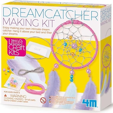 4M Little Craft Dream Catcher Making Kit &ndash; DIY Craft Set for Kids Ages 5+, Create &amp; Decorate 2 Colorful Dreamcatchers With Beads, Feathers &amp; Yarn, Fun &amp; Relaxing Art Activity, 00-04762