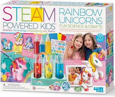 4M Steam Powered Kids Rainbow Unicorns Giant Craft Kit &ndash; Build a Large Unicorn-Themed Diorama With Colorful Cardboard Pieces, Stickers, Paper Crafts &amp; Rainbow Design Activity Ages 5+