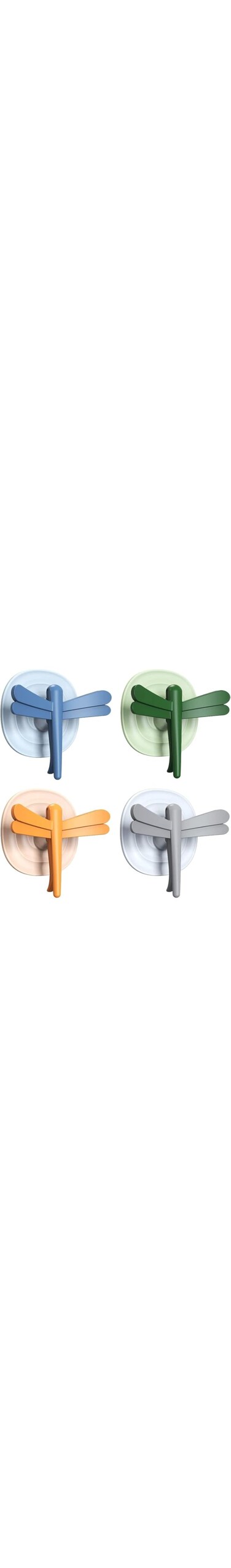 SYOSI 4 Pack Adhesive Wall Hooks 22lb(Max) Removable Multifunction Dragonfly Hooks Plastic Double Sided Heavy Duty Self Wall Hooks for Hanging Painted Walls Mix Color