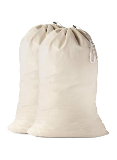 Handy Laundry Cotton Bag - The Extra Heavy Duty Washable Bag with Drawstring Makes a Great Cloth Storage Sack for Sleeping Bag, Linen Basket Liner, Hamper Liner and Travel. (2-Pack)