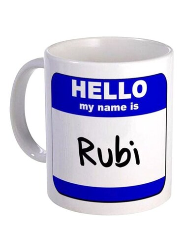 Hello My Name Is Rubi Printed Mug White/Blue/Black