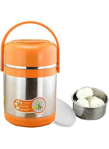 Premium Stainless Steel Lunch Box for Adults: Deep Capacity, Insulated Bento Box for Office, Leakproof &amp; Food-Grade - Perfect Tiffin Box Experience (1.9 Liter, Orange)