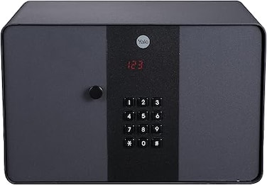 Yale Standard Security Elegant Safe &lrm;YSS/200/B1 with PIN Code and Key override, Fully lined interior to protect your valuable and Built-in LED Light, Black