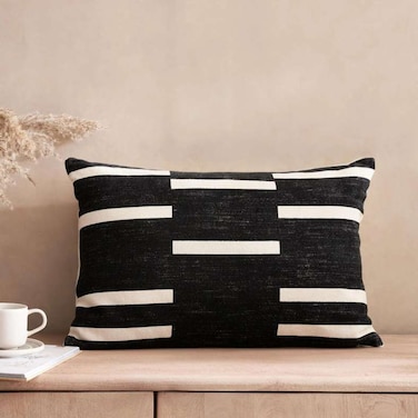 Home Romana Filled Cushion - Black and White