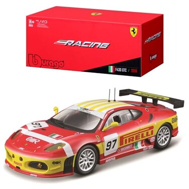 سيارة بوراجو B18-36303 فيراري ريسينغ F430 GT2 2008 الخارقة للأطفال بمقياس 1:43، لون أحمر
