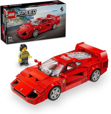 LEGO Speed Champions Ferrari F40 Supercar Buildable Vehicle, Toy Model Car for 9 Plus Year Old Boys and Girls, with Driver Minifigure, Kids' Bedroom Decoration, Gift Idea 76934