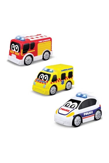 BBJunior Police Car, Fire Truck, Ambulance Free Wheeling 16-89110