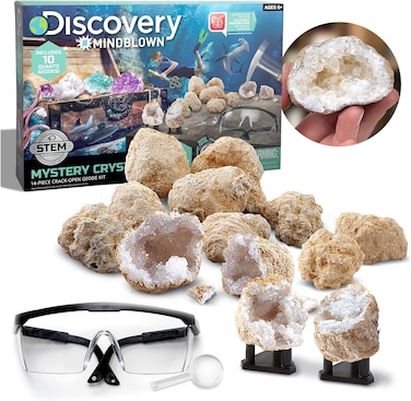 Discovery Mindblown STEM Toy Mystery Crystals Geode Excavation Science Kit 14 Pieces: Science Kit - Educational Toy - Hands-on Learning - Discovery and Exploration