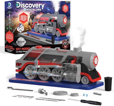 Discovery Mindblown Kids Diy Steam Engine 54-Piece Train Build Science Kit