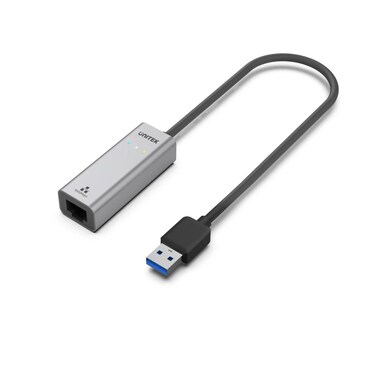 محول UNITEK من USB 3.0 إلى Gigabit Ethernet (شبكة LAN بسرعة 1000 ميجابت في الثانية) مع كابل بطول 30 سم – لون رمادي فلكي (Space Grey)