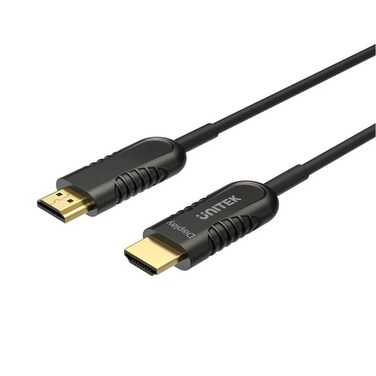 Unitek 4K HDMI Fiber Optic Cable – 30 Meters High-Speed HDMI 2.0 Cable – Supports 4K@60Hz, HDR, 18Gbps Bandwidth, HDCP 2.2 – Lightweight, Flexible, and EMI-Free Design – Black