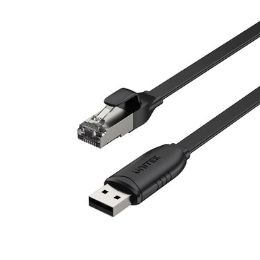 كابل وحدة تحكم تسلسلية UNITEK بطول 1.8 متر (USB 2.0 إلى RJ45 RS232) لإعداد أجهزة Cisco وأجهزة التوجيه (الراوتر) والمبدلات (السويتش) – أسود