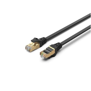 Unitek Cat 7 SSTP RJ45 Flat Ethernet Cable, 2 Meter, Black – High-Speed 10Gbps LAN Network Cable with 600MHz Bandwidth, Double Shielded Flat Design, Gold-Plated Connectors for Router, Modem, PC