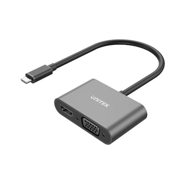 UNITEK USB-C to HDMI and VGA Adapter – 4K UHD HDMI Output and 1080P VGA, Compatible with MacBook, Chromebook, Dell, and More