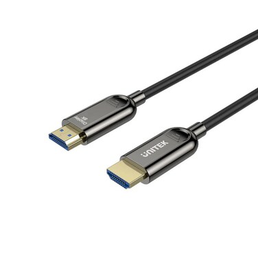 Unitek 8K HDMI Fiber Optic Cable – 50 Meters High-Speed Ultra HD HDMI 2.1 Cable – Supports 8K@60Hz, 4K@120Hz, HDR10+, eARC, Dolby Atmos – Lightweight & Flexible Design – Black