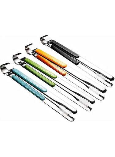 ELECDON Stainless Steel Tongs, 4 Pcs Serving Tongs for Cooking, Non-Slip Comfort Grip, Non-Stick Food Tongs Kitchen Tongs Grill Barbecue Tongs for Cooking Serving and Easy Cleaning, 10 Inch