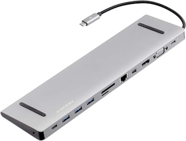 Momax 12 In 1 USB C Hub, 100W PD, 4K HDMI, 3 USB 3.0 Ports, Sd/Tf Card Reader, VGA, 3.5mm Audio, Mini Display, 1Gbps Ethernet, USB-C Data Port Compatible With Macbook Pro, Macbook Air, iPad Pro, XPS
