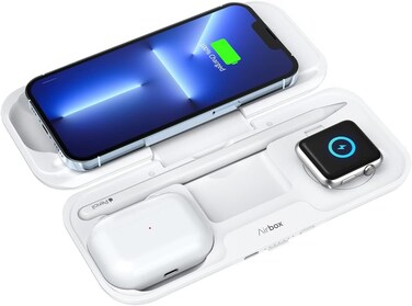 Momax Airbox Multi-Device Wireless Charging Power Bank, 10000mAh MFI PD Portable Charger For iPhone 15/14/13/12, iPad, Airpods, Apple Watch, Qi Devices Dual Wireless, Foldable 5 In 1 Charging Station