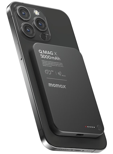 Momax Q.Mag X 5000 mAh Magnetic Wireless Battery Pack USB-C Up to 15W PD output - Black