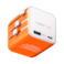 1-World 20W Universal 2 Port Travel Adaptor Volt 100-240V USB-C / USB-A - Orange